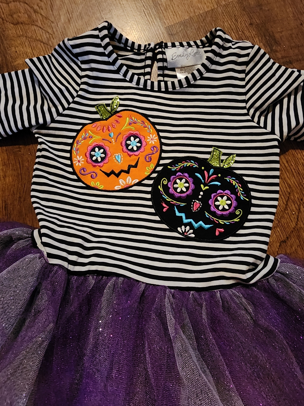 Emily Rose Girls Halloween Sugar Skull Pumpkin Tutu Tunic Legging Set 2T - Picture 2 of 5